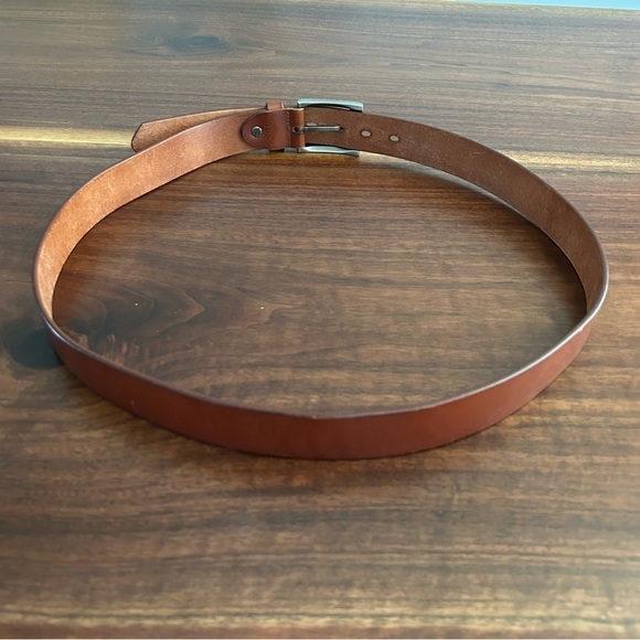 Bullko Brown Leather Belt Silver Buckle Size - Picture 3 of 8